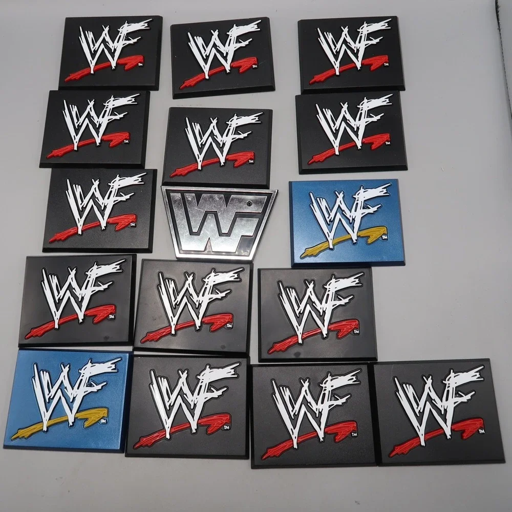 WWE Jakks BCA Wrestling Figure Base Stands Logo Stand WWF Lot‎ of 16